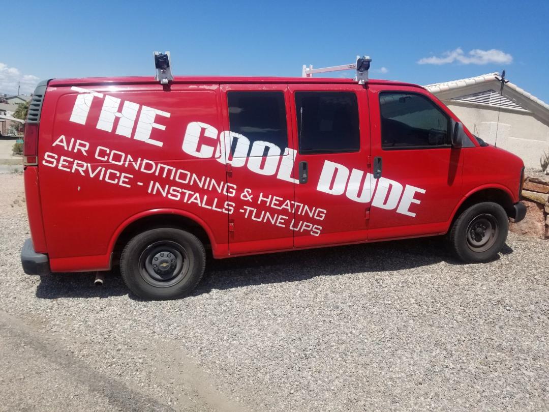 The Cool Dude HVAC service van providing air conditioning service in Lake Havasu City Arizona